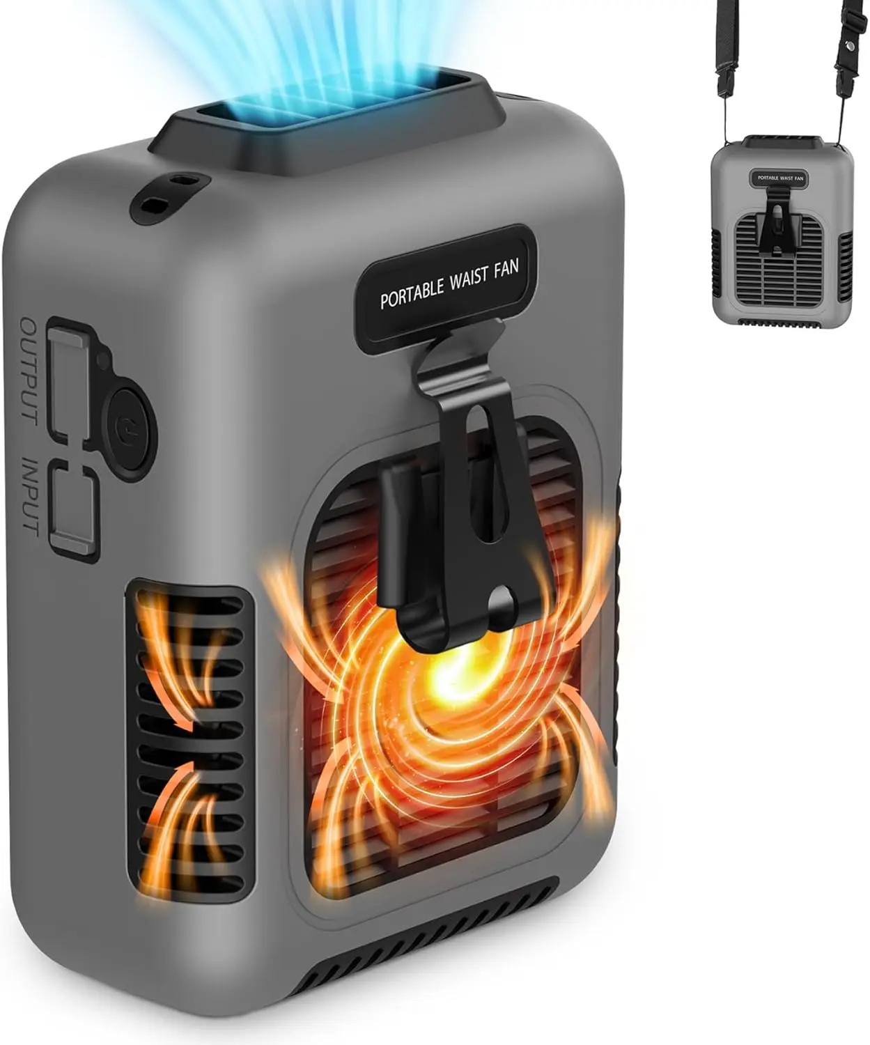 

40H Cooling Waist Fan, 8000mAh Rechargeable Wearable AC, Hands-Free Body Cooler for Outdoor Work & Travel