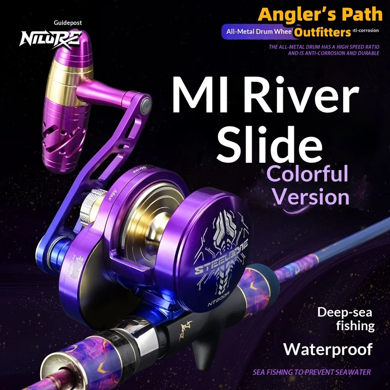 Yinluren Steelbone NT200 Colorful Full Metal Slow Jigging Drum Reel High Drag Power Offshore Saltwater Boat Fishing