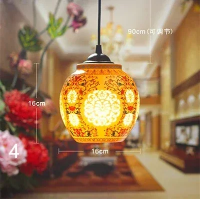 

LED Pendant Light Pretty Porcelain Chinese Style Jingdezhen Hollow Ceramic Loft Coffee Bar Restaurant Kitchen Lights