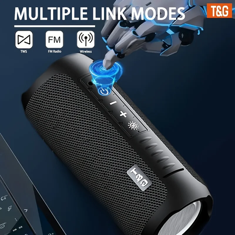 T&G TG227 Tragbarer kabelloser Lautsprecher, mit LED-Licht, TWS-Verbindung Stereo, USB/TF/FM-Radio, musikkompatibel – Detail 1