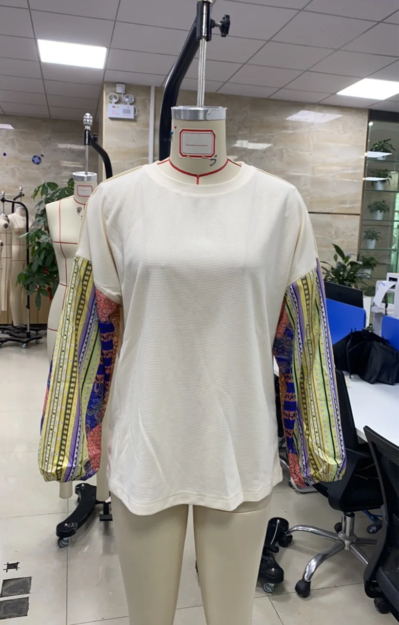 Women Sweatshirt, Long Sleeve Crew Neck Printed Patchwork Hoodie Pullover Casual Tops