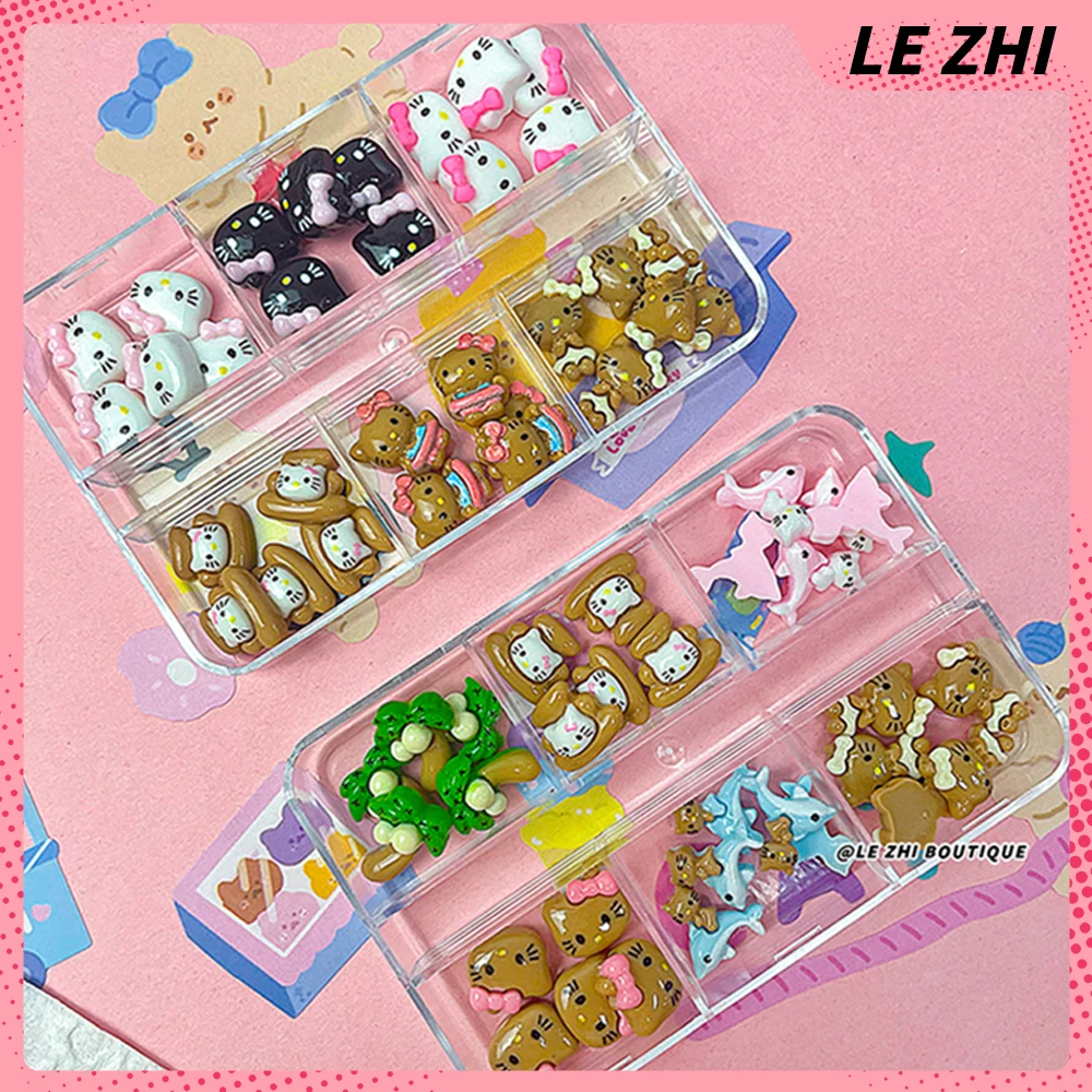 Pegatinas de dibujos animados de Hello Kitty para decoración de uñas, conjunto de accesorios bonitos para manicura, 30 piezas