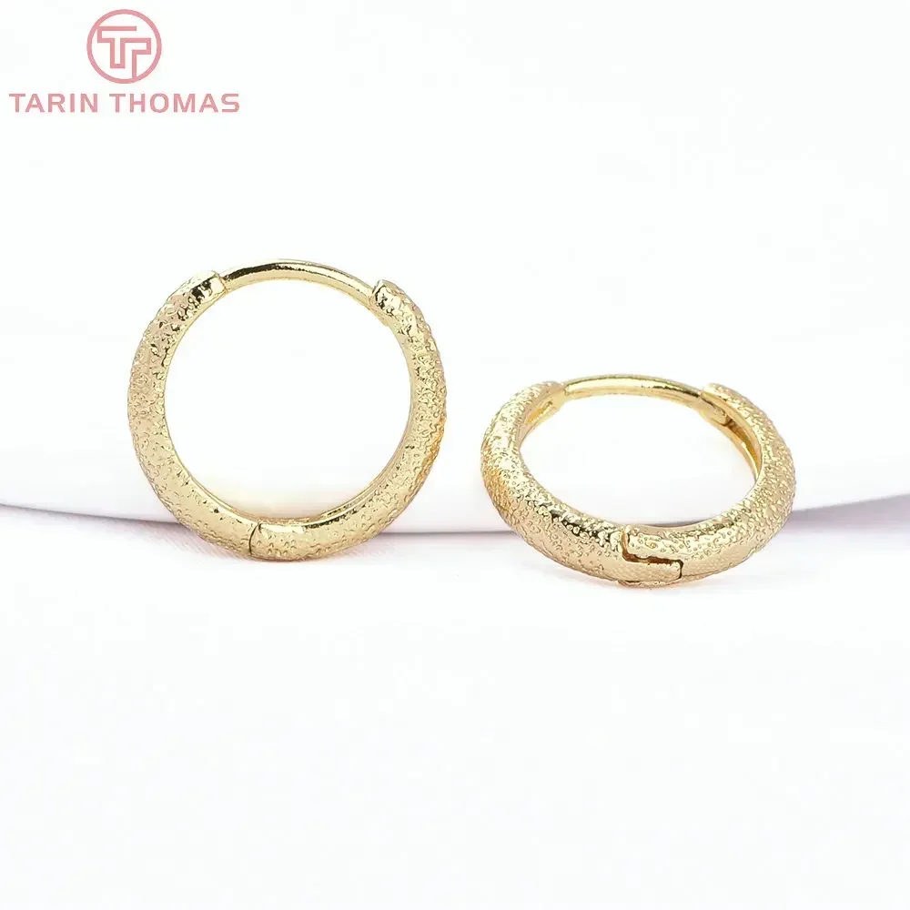 (8451) 6PCS 14MM 24K Gold Color Brass Round Frosted Earrings Clip High Quality DIY Jewelry Making Finding Accessories Wholesales