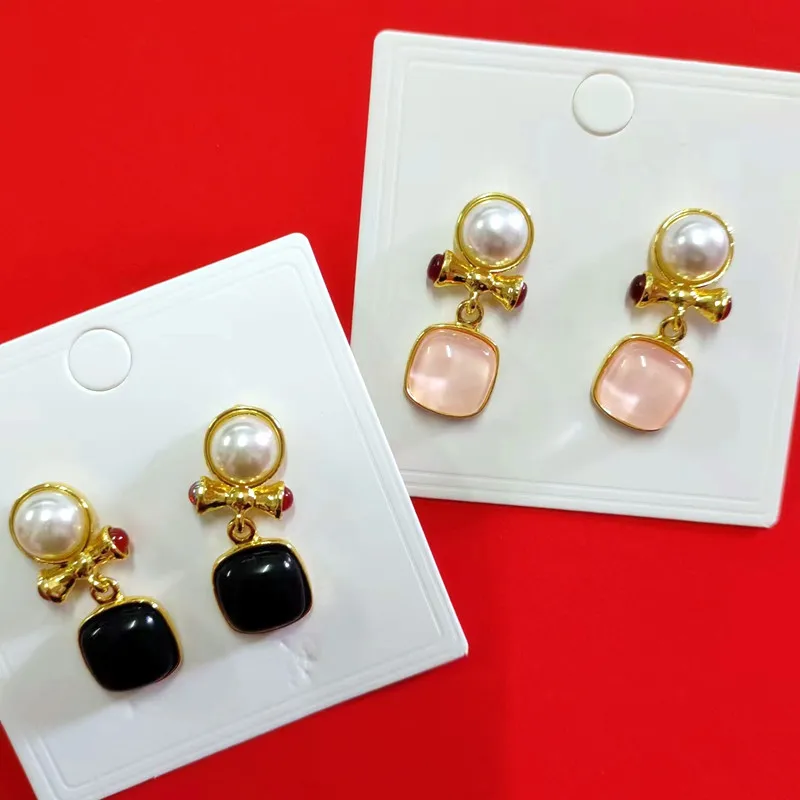 Statement Fashion Pink Black Resin Metallic Drop Dangle Earrings For Women Personality 2023 New Earings Wholesale