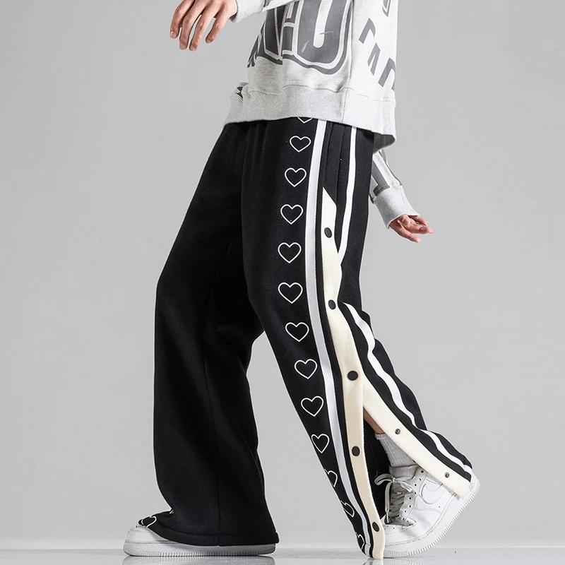 

Una Reta Man Pants Harajuku Hip Hop Side Breasted Design Pants Men Sweatpants Fashion Elastic Waistline Sweatpants Trousers