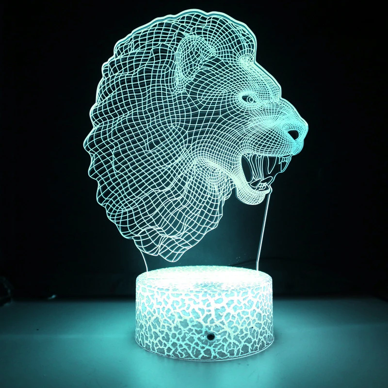 Nighdn Lion Face Night Light 7 Color Changing Animal LED Night Lights 3D LED Desk Table Lamp Home Decoration Gift for Kids Baby