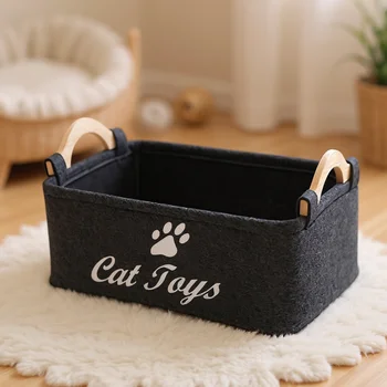 Felt Cat Toy Storage Basket 1