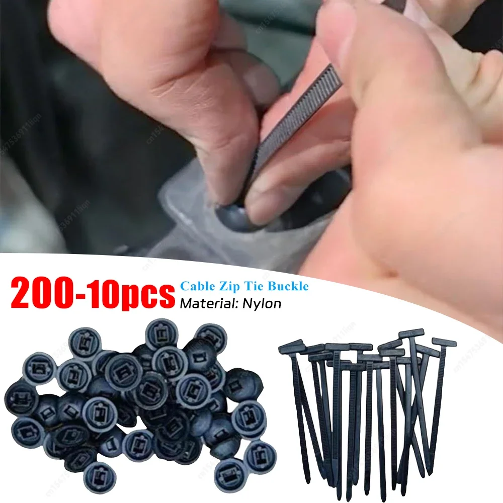 200-10pcs Nylon Universal Cable Zip Tie Buckle Heavy Duty Plastic Wraps Strap Tie Self-locking Cable Zip Tie Fastening Ring Buck