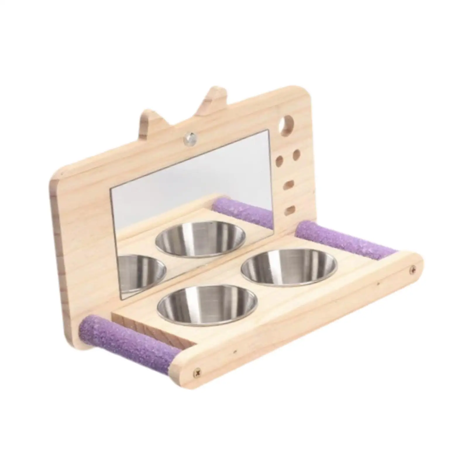 Bird Food Water Feeder Perch and Play Toy Wooden Cage Accessories for Lovebird African Grey Macaw Cockatiel