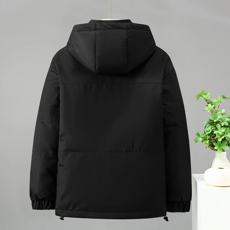 Мужское теплое утепленное пальто, съемная шапка, пальто с длинными рукавами, новая осенне-зимняя уличная стильная пуховая хлопковая куртка контрастного цвета