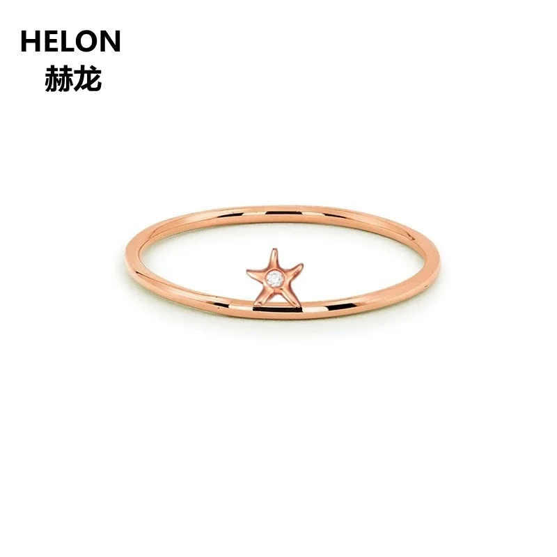 

Solid 14k Rose Gold Natural Diamonds Women Ring Engagement Wedding Band Anniversary Party Fine Jewelry Star