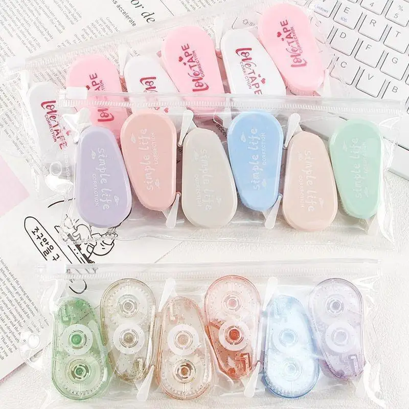 exquisite6Pcs Mini Cute Pastel Colors Correction Tapes Smooth Application Perfect For Students School Homework Office Daily Use