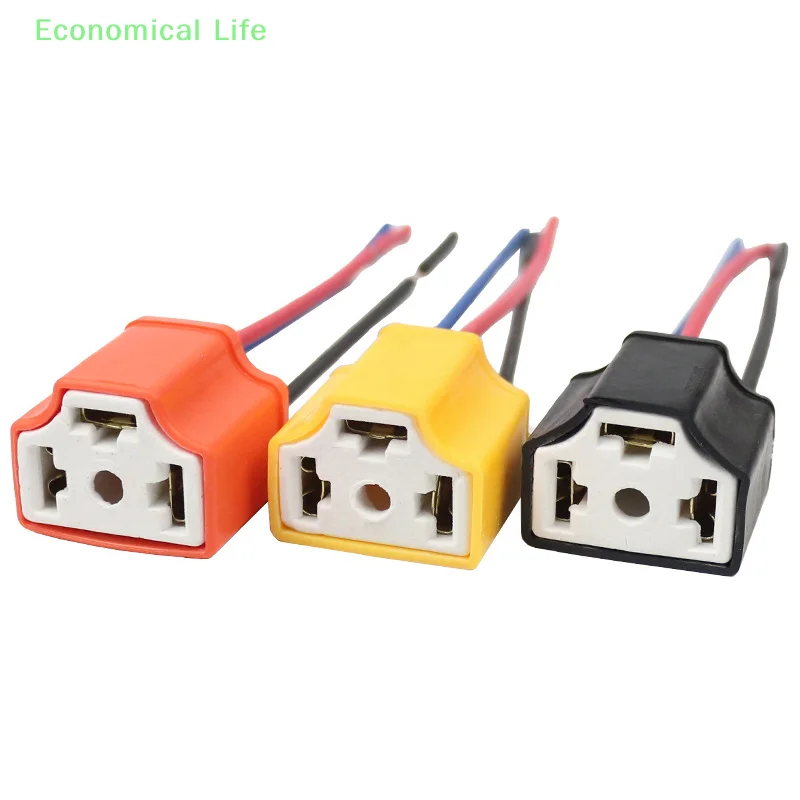 H4 Three Holes Ceramic Wire Wiring Car Head Light Bulb Lamp Harness Socket Plug Auto H4 Connector Plug