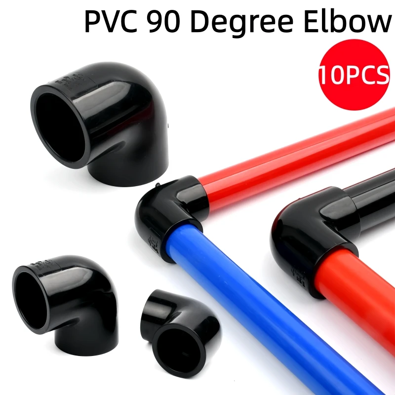 10Pcs 20~50mm Black PVC 90 Degree Elbow Connector Garden Irrigation Water Pipe Connectors Adapter Aquarium Fish Tank DIY Tools