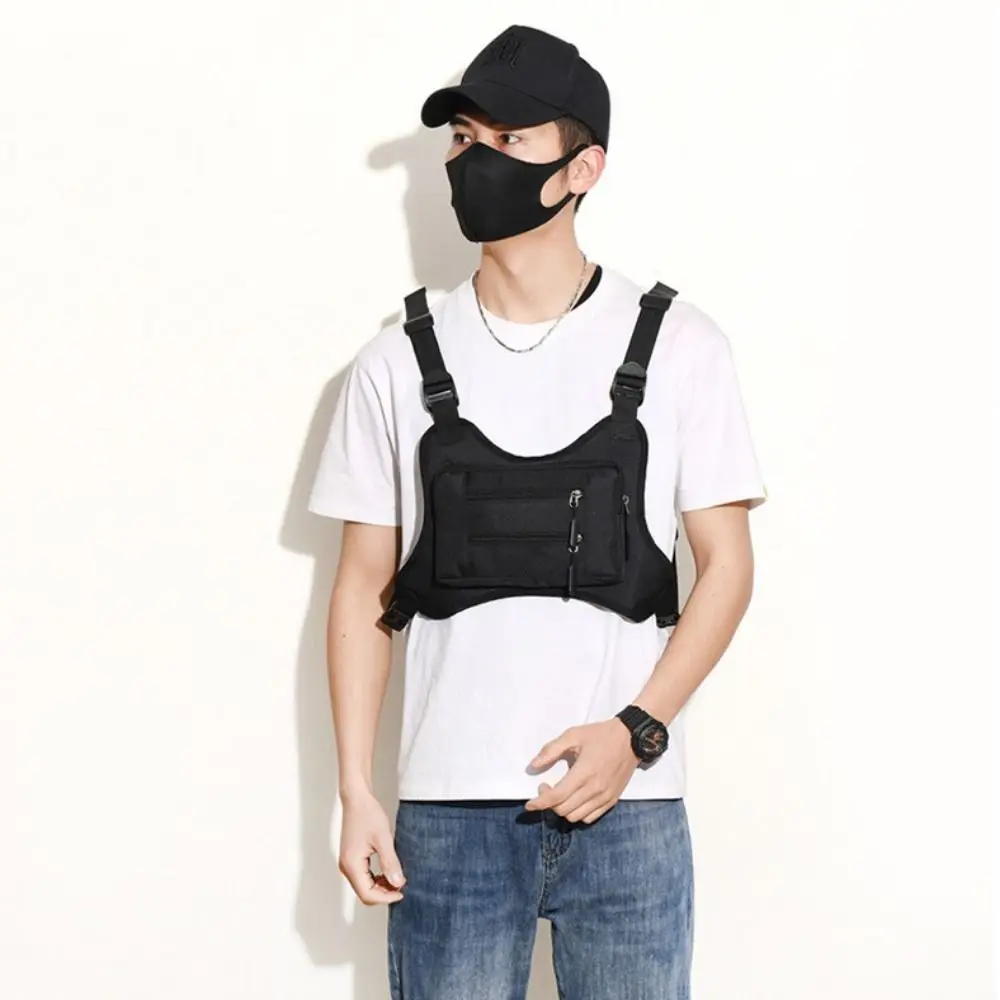 Adjustable Sports Vest Bag Multi-functional Lightweight MOLLE Chest Bag Oxford Cloth Water Resistant Running Vest Bag Men