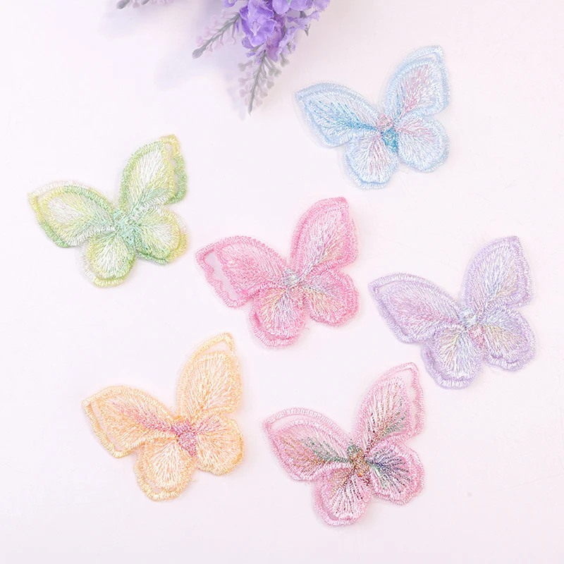 10PCS Colorful Butterfly Patches 5.5CM Double Layer Embroidered DIY Supplies Butterfly Patches for Clothing Sewing Accessories