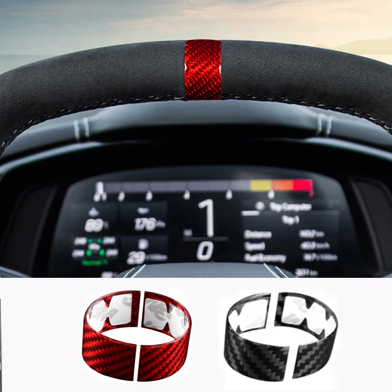 Real Carbon Fiber Sticker For Chevrolet Corvette C8 2020-2023 Car Steering Wheel Ring Decoration Trim for Corvette C8 Interiors