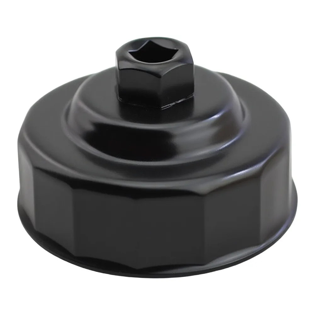 76mm Oil Filter Removal Wrench Cap Style Featuring 14 Flutes Sandblasted Grip and 3/8 Inch Square Drive Interface