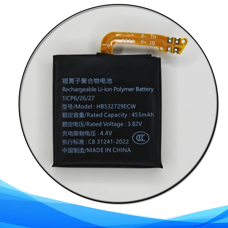 Rechargeable 455mAh 3.82V HB532729E Battery For Huawei Watch GT2 pro/GT3 46mm VID DAN LTN-B19 Smart Device