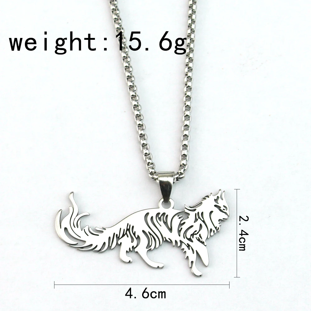 Maine coon Necklace Cute Pet Maine Coon Cat Stainless Steel Pendant for Men and Women Fashion Charm Christmas Gift