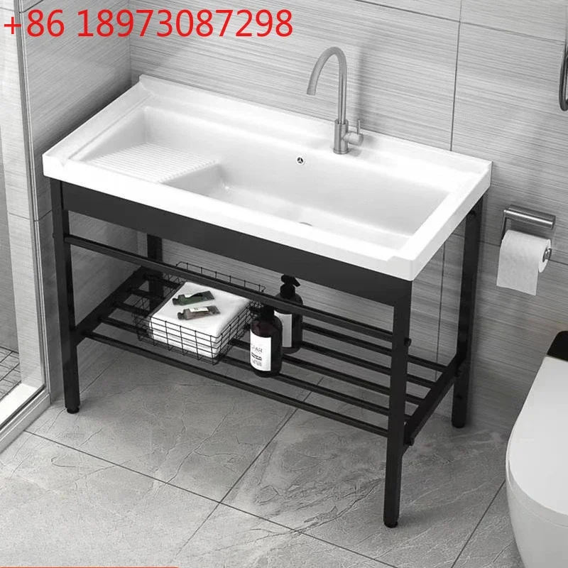 Large pool floor-to-ceiling balcony ceramic integrated stainless steel bracket, toilet wash basin