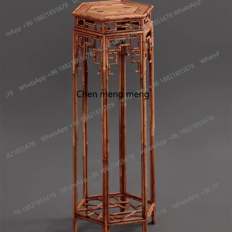 

Bamboo flower stand, hexagonal high orchid stand, Ming-style flower few retro incense case bonsai standR