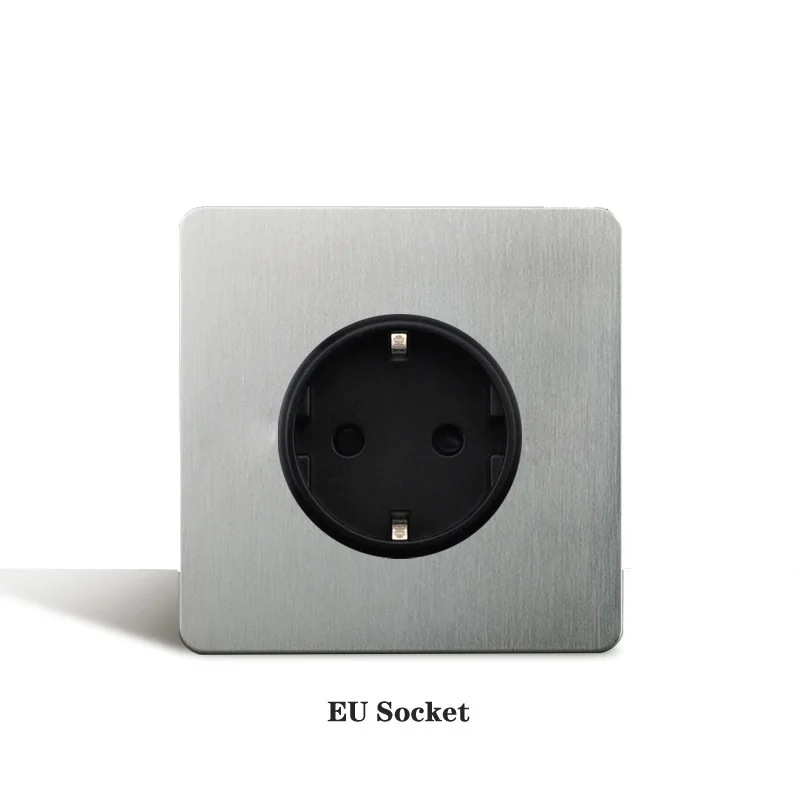 Wall Stainless Steel Brushed Matte Silver Retro Industrial Style 86 Type Metal Toggle Switch Socket Panel