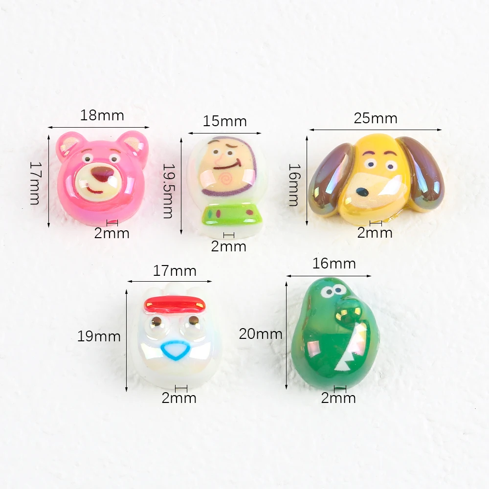 

5pcs/lot Cute Animal Acrylic Charms Straight Hole Bear/dog for DIY Necklace Bracelet Jewelry Making Findings Supplies