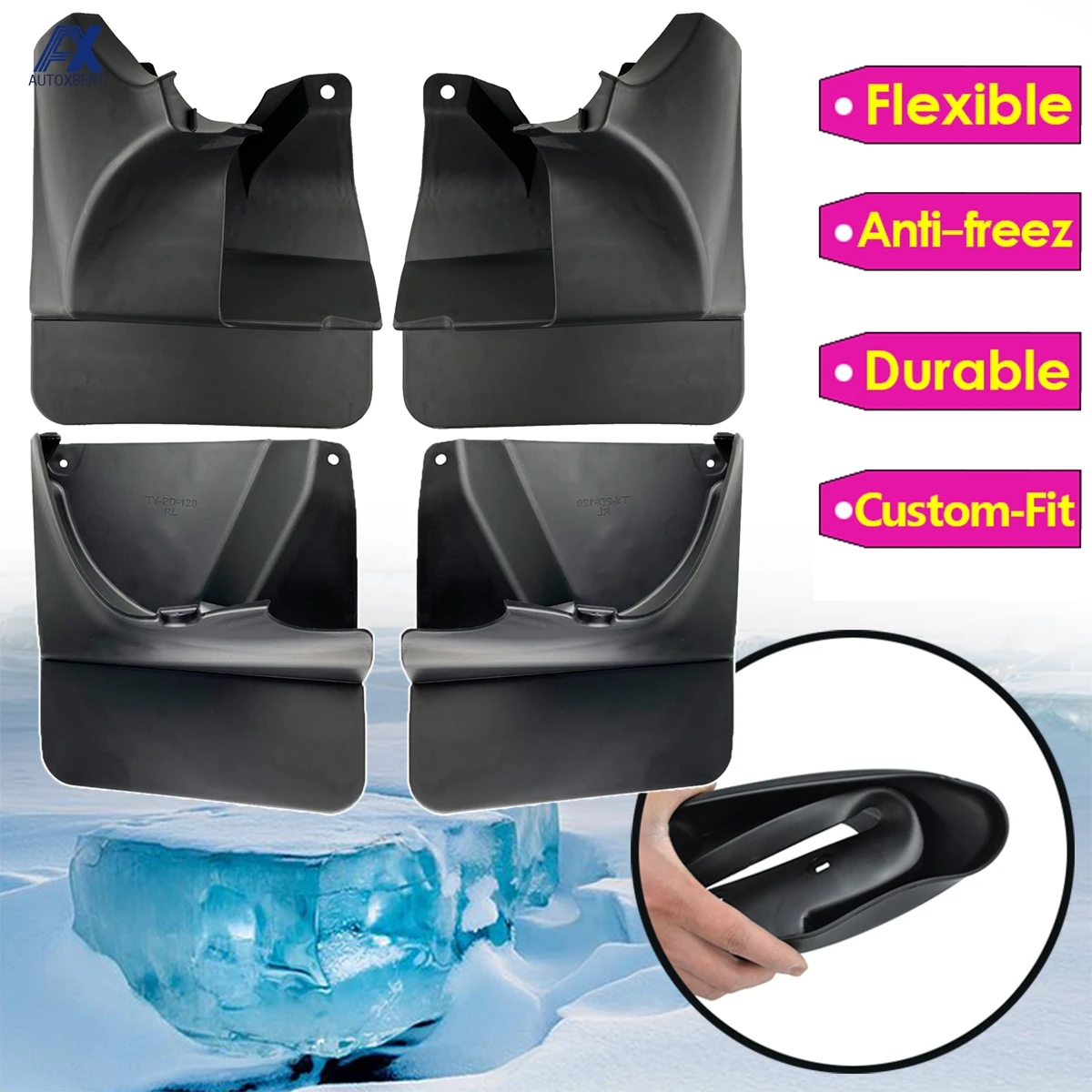 OE Styled Molded Mud Flaps Mudflaps Splash Guards Mudguards Front Rear Fender For Toyota Land Cruiser Prado FJ120 120 2003-2009 