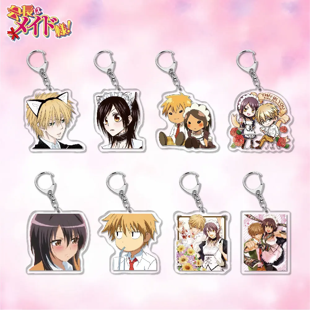 Maid Sama! Anime Peripherals Couple Misaki Ayuzawa Figure Keychain Takumi Usui Figurine Acrylic Pendant Collection Toy Gifts