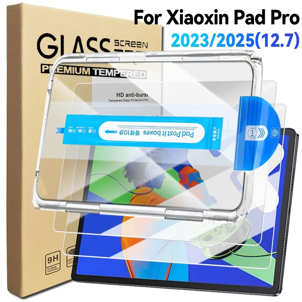 

2-1PCS for Xiaoxin Pad Pro 2023 2025 12.7 Easy Install Tempered Glass Screen Protector 9H Anti-Scratch Tablet Dust Removal Film