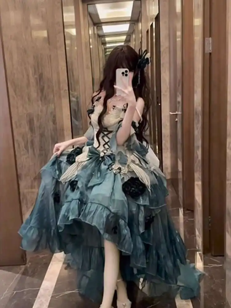 

Amber Green Lolita Ballet Style Mitzvah Rose Ceremonial Dress Fairy Princess Dress Party Carnival Halloween Cos Cosplay Banquet