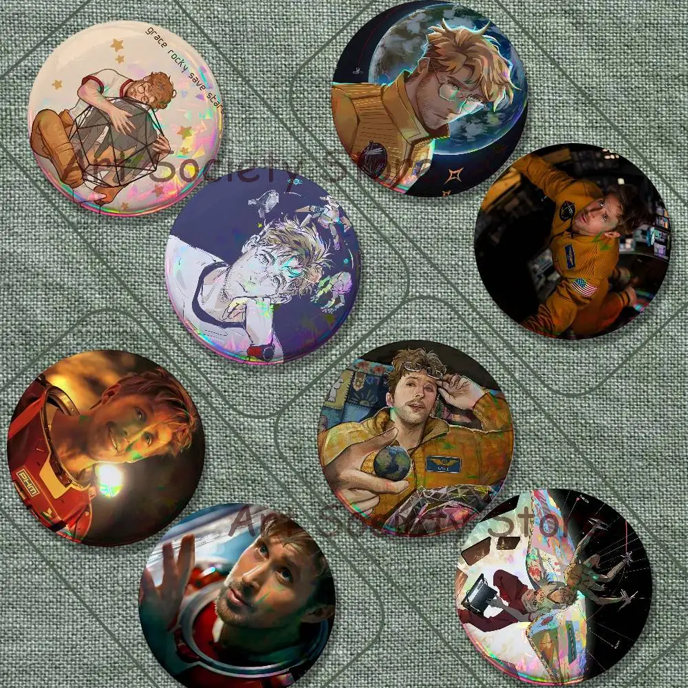 P-Project Hail R-Ryan Gosling 2-piece set Pin Backpack Clothes Jewelry Accessories Round Brooch Button Badge FansCollection Gift
