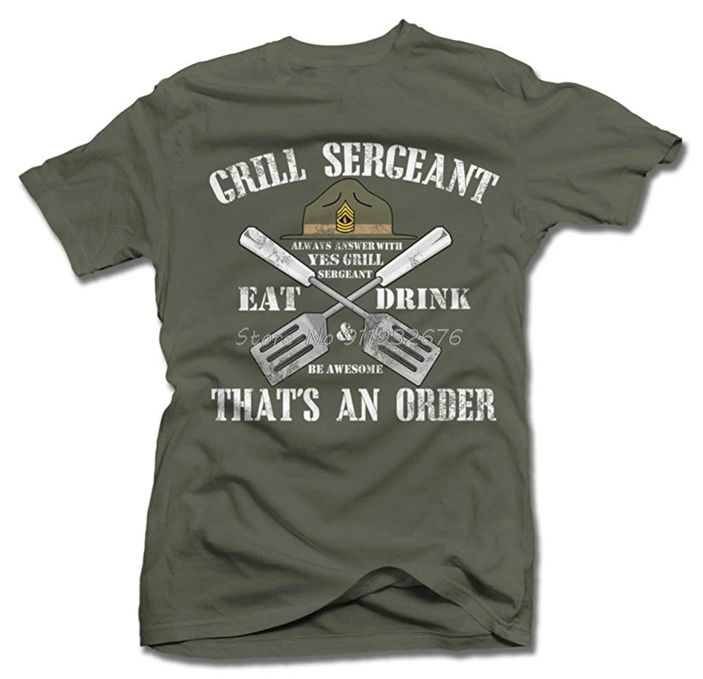 Camiseta Grill Sergeant para barbacoa, camiseta para hombre, moda de verano para hombre, camisetas sólidas de Fitness de alta calidad para hombre, camisas de manga corta con botones