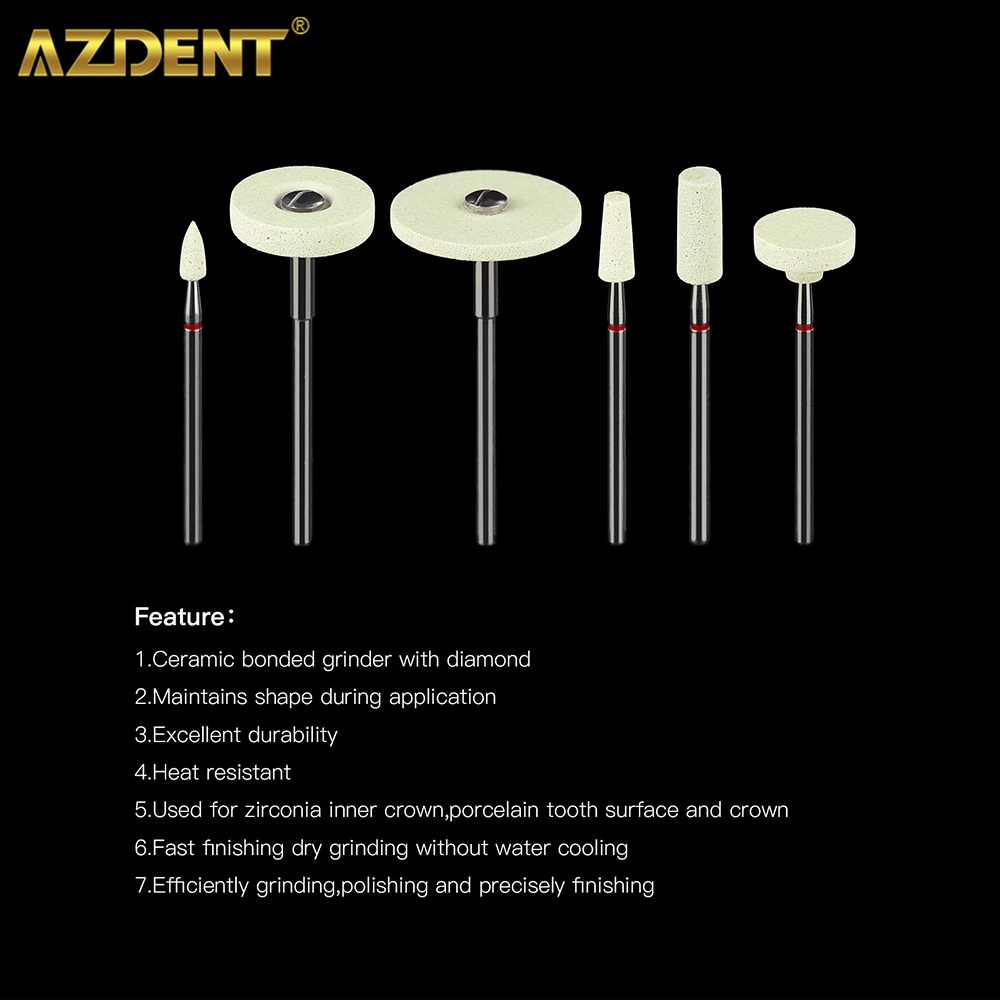 AZDENT laboratorium dentystyczne ceramiczny szlifierka diamentowa 2.35mm do tlenku cyrkonu porcelana ceramika Emax korony polerowanie kamienia