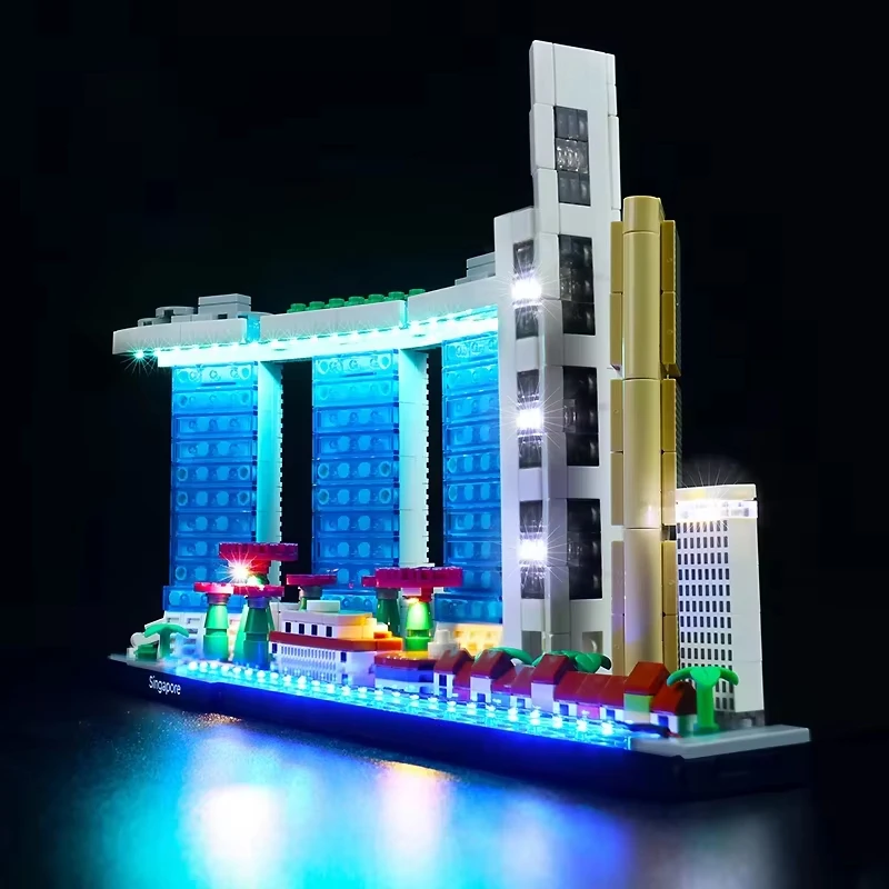 مجموعة إضاءة LED DIY لسيارة LEGO 21057 Architecture Singapore (إضاءة LED فقط، بدون نموذج كتل)