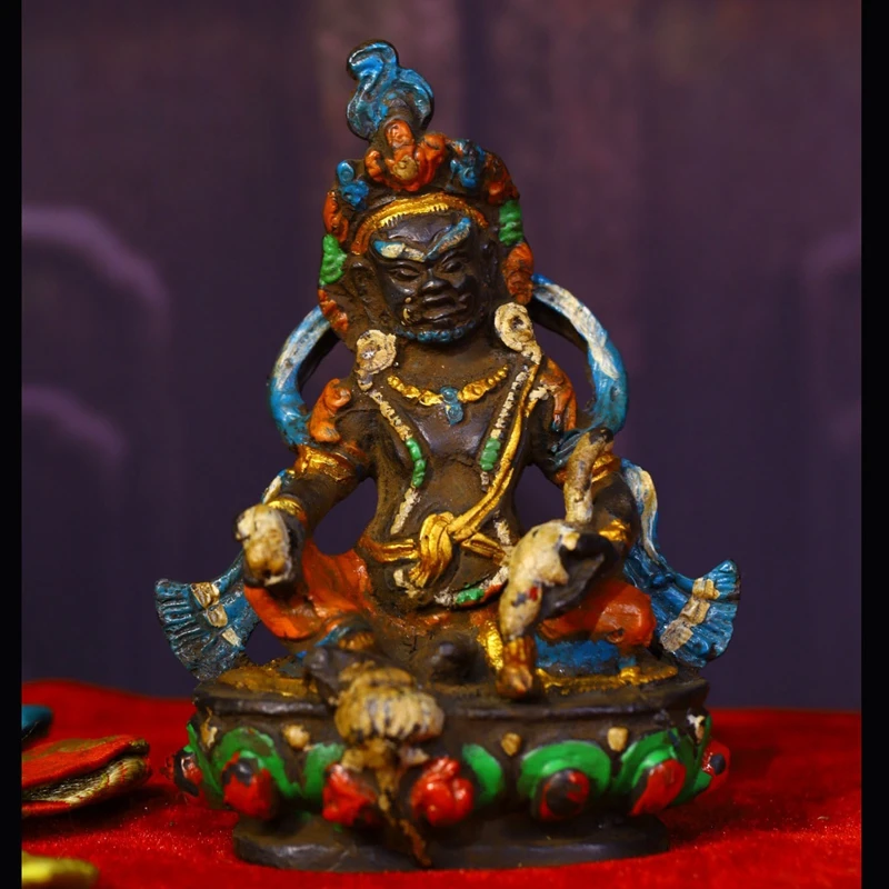 

Antiques and antiques collection Tibet collection Tantra Tibetan Buddhism pure copper painting yellow god of wealth bronze statu