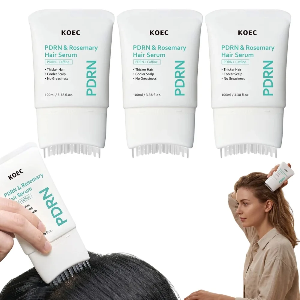 PDRN & Rosemary Hair Serum Scalp Care Nourishing Hair Essence with Massager Brush Comb Long-lasting Strengthening Hair Care Tool