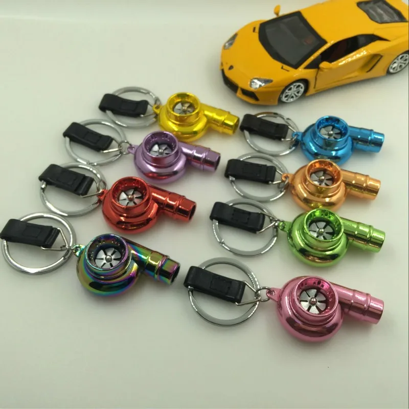 Car Metal Keychain Whistle Car Auto Part Charger Spinning Sound Turbo Turbine Long Style  Key Chain Ring Keyring Keyfob Pendent