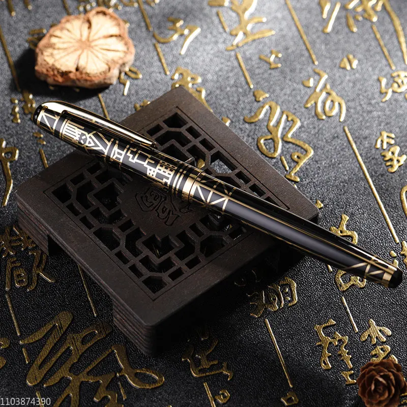 HERO-Stylo plume série 14K Gold ociasty, 100, lame dorée, plume F, 0.5mm, encre, affaires, bureau, école, écriture, coffret cadeau Premium