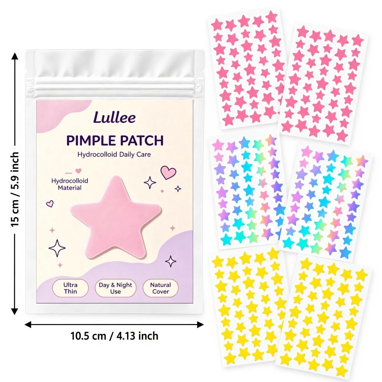 240pcs Colorful Star Hydrocolloid Pimple Patch Cute Acne Blemish Concealer Sticker Ultra Thin Waterproof Face Spot Skin Care