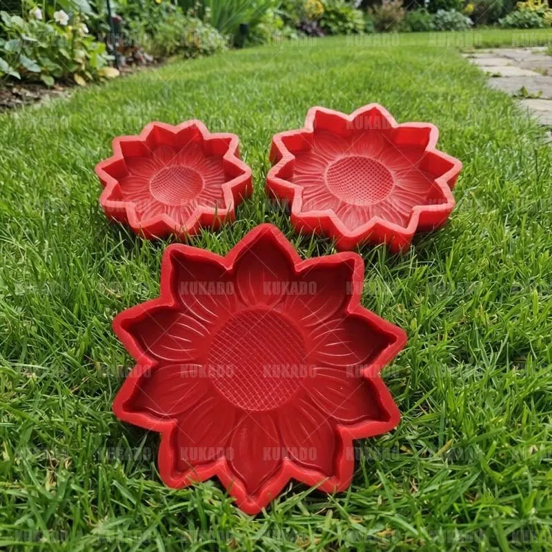 55cm Sunflower Shaped Silicone Cement Mold for Outdoor Lawn Courtyard Paving Stepping Stone Chinese Garden Decoration