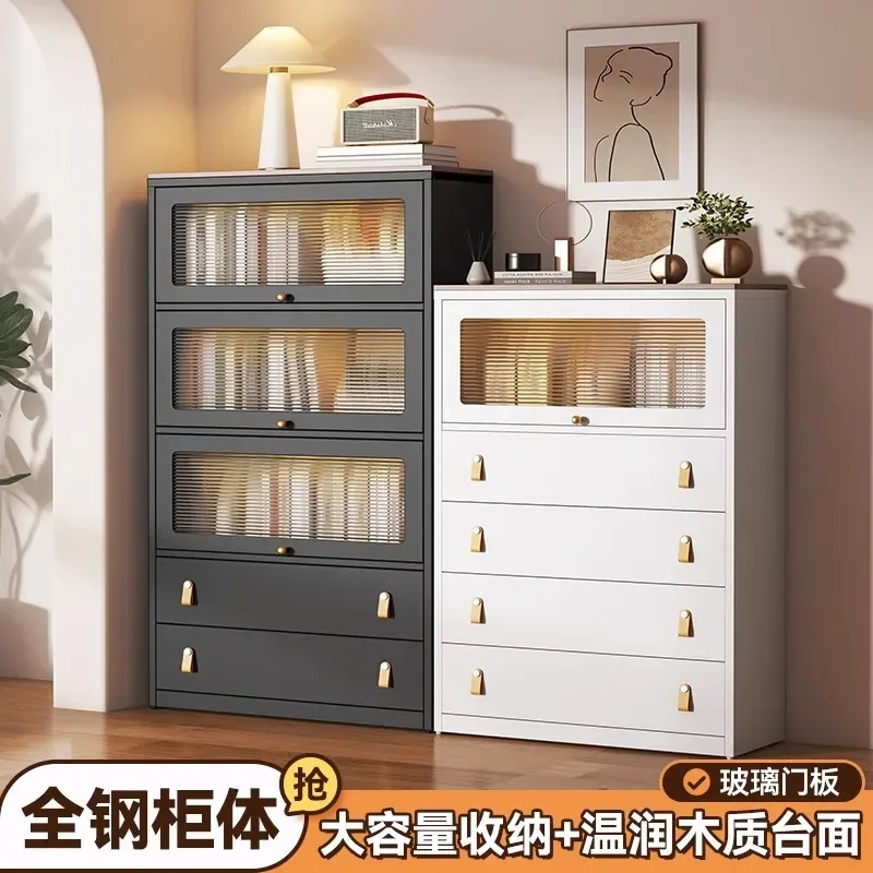 For Medieval Glass Upturned Door Bucket Cabinet Dining Side Cabinet Living Room Corner Locker Storage Cabinet Balcony Wall