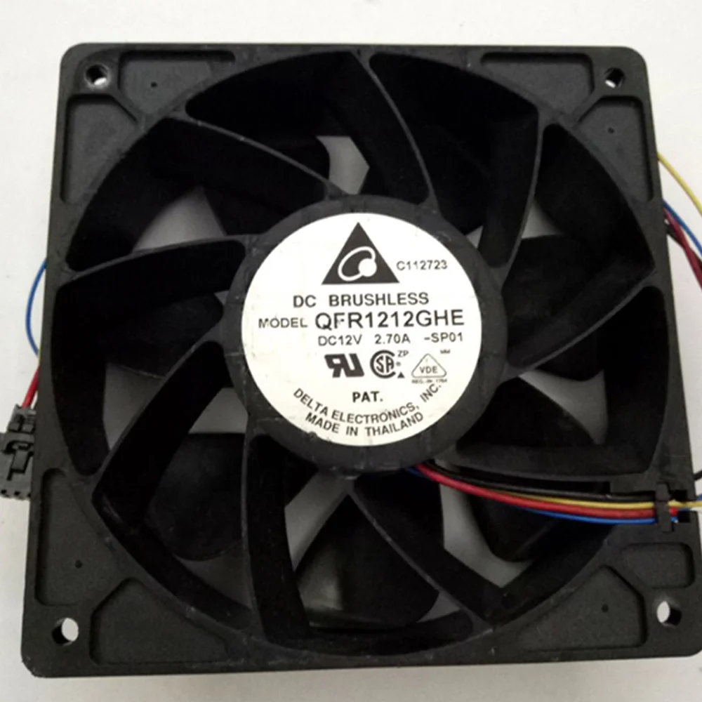 

QFR1212GHE 6000RPM PWM Speed Control Fan 120X120x38mm 4 Wire 12V 2.7A For Antminer Bitmain S7 S9 S11 S15 T9 T17 L3 Miner