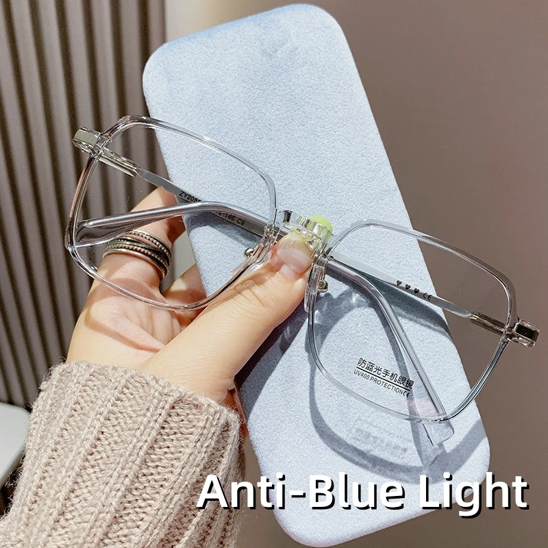 

Computer Blue Blocking Light Myopia Glasses Women Oversize Square Frame Near Sight Eyeglasses Trend Finished Optical Eyewear