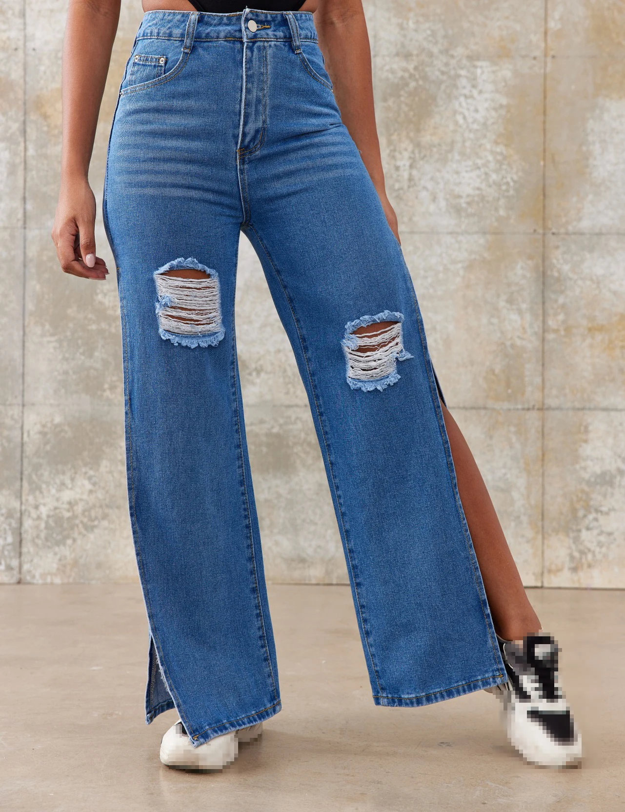 Jeans for Women Summer Blue Fashion Hole Open Fork Sexy Denim Trousers