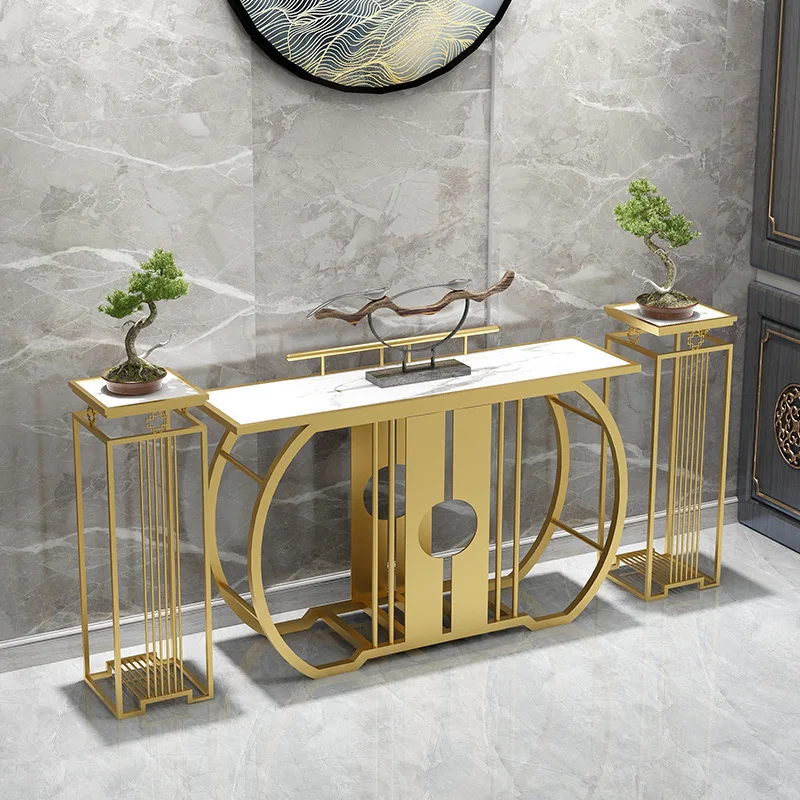 New Chinese-style  Modern light luxury marble entrance table Wall decorative cabinet End view