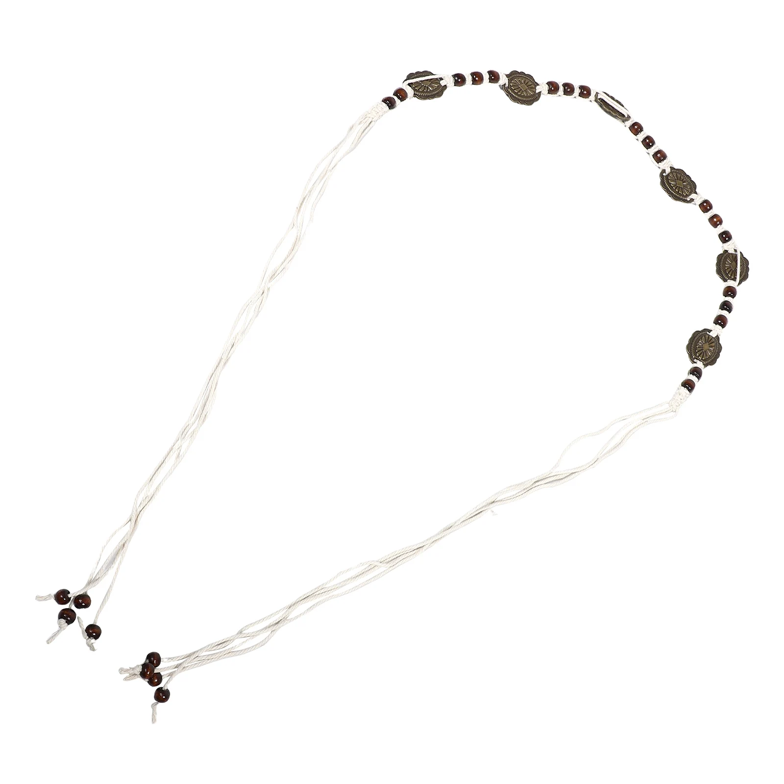 Boho Belt Adjustable Rope Waist Style for Outfits Braid Dresses Braided Beaded Skirts