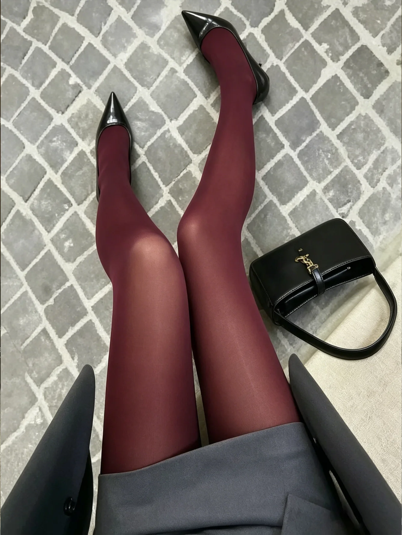 Women's Wine Red Tights Slimming Stocking Pantyhose Super Elastic High Waist Sexy Opaque Tights For Spring Autumn Winter