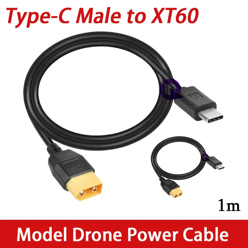 5A Type-C to XT60 Male Female Plug Power Cable PD100W Fast Charging Cable For Model Aircraft/drones Lithium Battery 1m 20V/28V